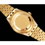 Navigator series men's watch, white dial, gold bezel, 42mm, gold five-link bracelet.